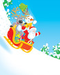 Illustration: Santa, Reindeer and Snowman with gifts Santa, Reindeer and Snowman with gifts