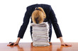 Woman businesswoman with lots of papers