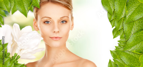 Photo: beautiful woman with madonna lily beautiful woman with madonna lily