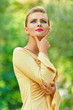 beautiful young woman in yellow dress