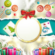 Christmas with gifts and hanging ball shape