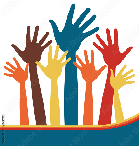 Vector: Happy hands with copy space vector. Happy hands with copy space vector.