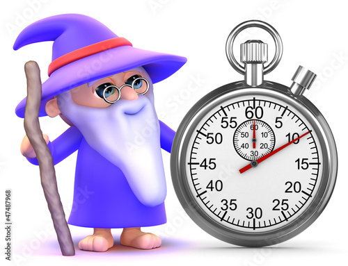 Illustration: Wizard times the event with his stopwatch Wizard times the event with his stopwatch