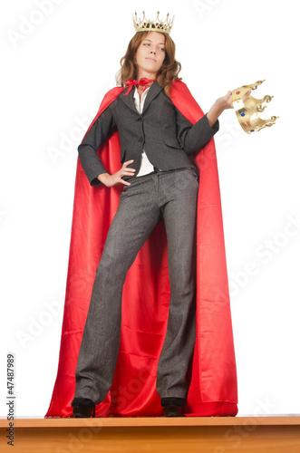 Photo: Queen businessman standing on the desk Queen businessman standing on the desk