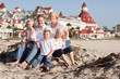 Happy Caucasian Family in Front of Hotel Del Coronado