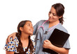 Pretty Hispanic Girl and Female Doctor Isolated