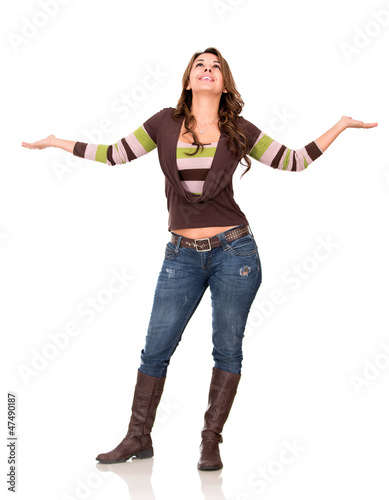 Photo: Woman with arms open Woman with arms open