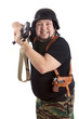 Photo: Aiming soldier in the helmet with the rifle Aiming soldier in the helmet with the rifle