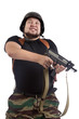 Photo: Soldier in the helmet with the rifle Soldier in the helmet with the rifle