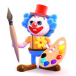 Clown with paintbrush and paints