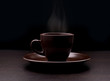 Cup of coffee on black background
