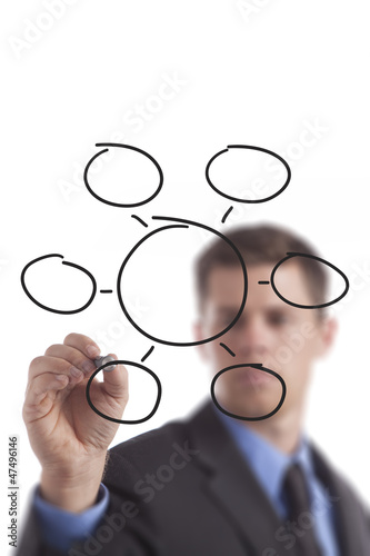 Photo: Business Man Drawing Blank Diagram Business Man Drawing Blank Diagram