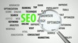 Magnifier passing over seo and related keywords