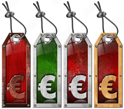 Illustration: Euro Price - Grunge Tags - 4 items Euro Price - Grunge Tags - 4 items