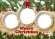Illustration: Christmas background with frame and fir twig Christmas background with frame and fir twig