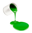 Photo: Green liquid paints spouting from can isolated Green liquid paints spouting from can isolated