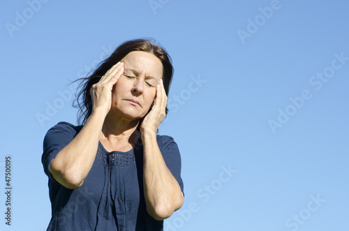 Photo: Stressed mature woman menopause Stressed mature woman menopause