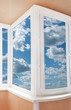 Plastic window with a beautiful sky