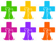 set color veterinary icon with medicine symbol and pet