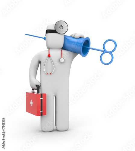 Illustration: Doctor with syringe (retro style) Doctor with syringe (retro style)
