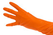 hand in orange glove count to four