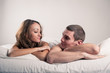 happy young couple close up portrait in a romantic mood.