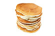 a stack of pancakes isolated on white background