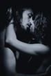Woman and man kissing