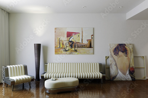 Illustration: Modern Room with Artwork I Modern Room with Artwork I