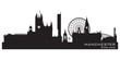 Manchester, England skyline. Detailed silhouette