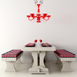 Holiday table and chandelier