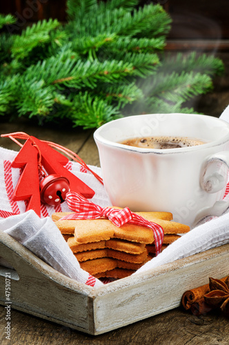 Photo: Christmas coffee and gingerbread cookies Christmas coffee and gingerbread cookies