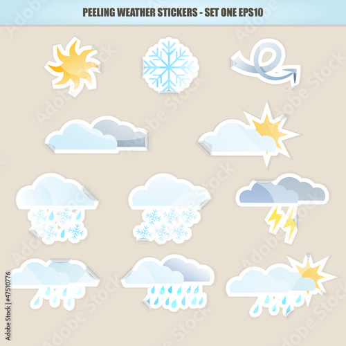 Vector: Peeling Weather Stickers - Set One Peeling Weather Stickers - Set One
