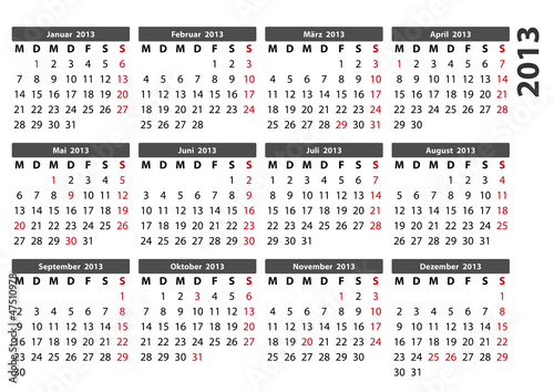 Vector: Kalender 2013 Deutschland, Visitenkartenformat 85 x 55mm Kalender 2013 Deutschland, Visitenkartenformat 85 x 55mm