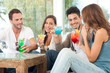 Happy Group Of Friends Drinking Juice