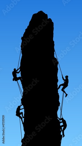 Illustration: Four Rock Climbers Four Rock Climbers