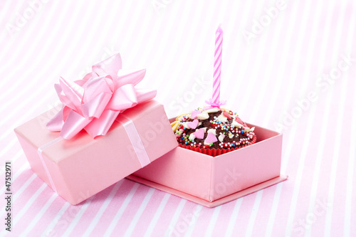 Photo: birthday / Valentine cupcake with a candle birthday / Valentine cupcake with a candle