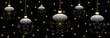Bannière de boules de Noël, déco noir et or