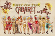 Cabaret Happy New Year ! Retro image with cancan dancers.