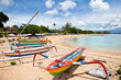 Traditional fishing boats on a beach in Sanur on Bali