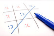 Happiness Wins! Tic-tac-toe on white background, Ego/ Confidence