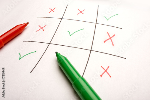 Photo: Tick & Cross on white background, checklist/ Tic-tac-toe Tick & Cross on white background, checklist/ Tic-tac-toe