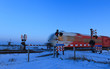 Train @ railroad crossing in winter