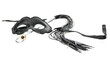 Black mask and whip on white background