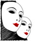 White mask and black and white background