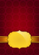 Red abstract texture and golden ribbon