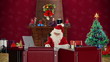 Santa Claus reading letters, office with Christmas decorations
