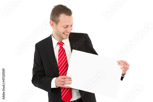 Photo: Geschäftsmann mit Werbeschild Geschäftsmann mit Werbeschild