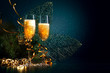 Glasses of champagne at new year party