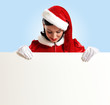 santa girl with a blank banner